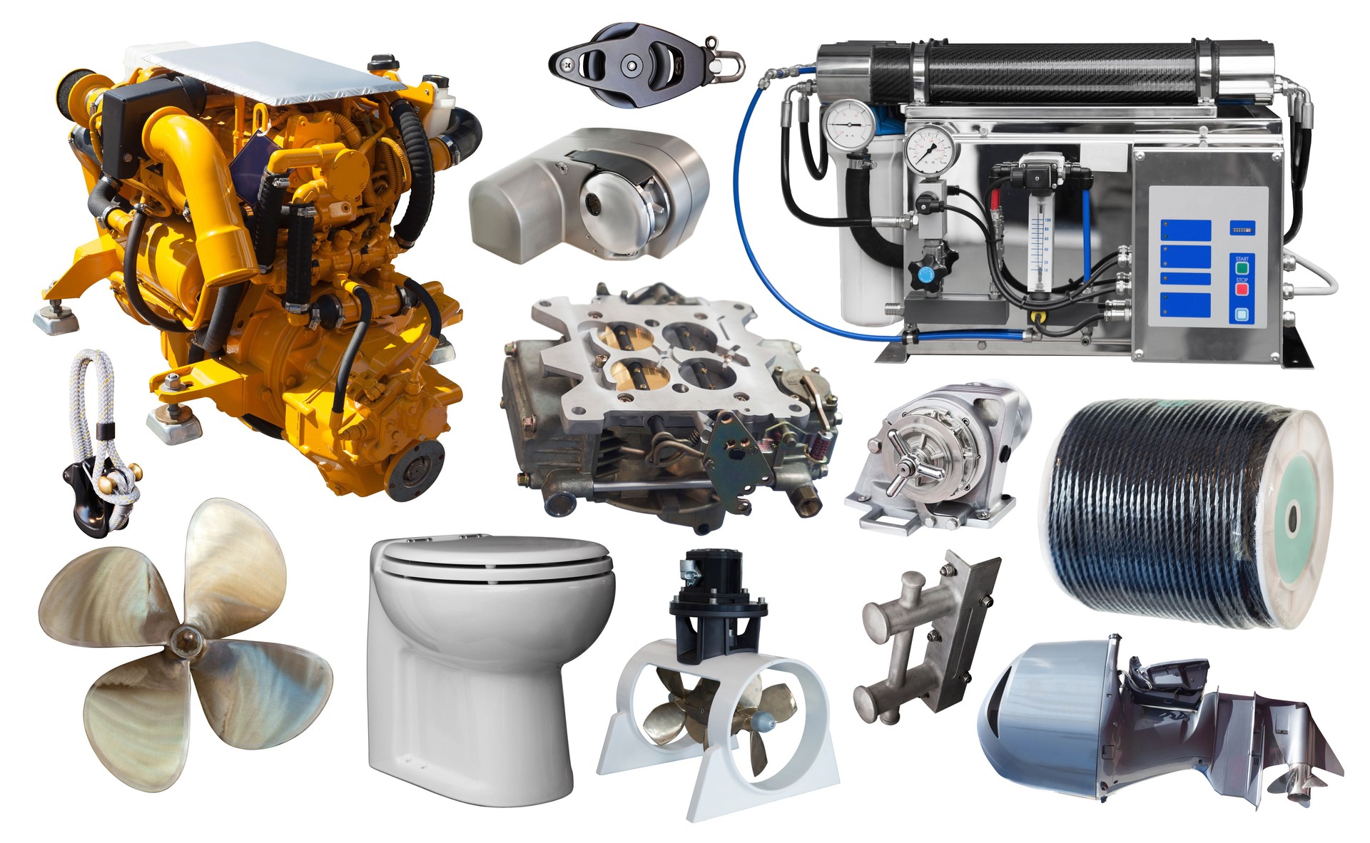 Isolated equipment and parts of modern yacht